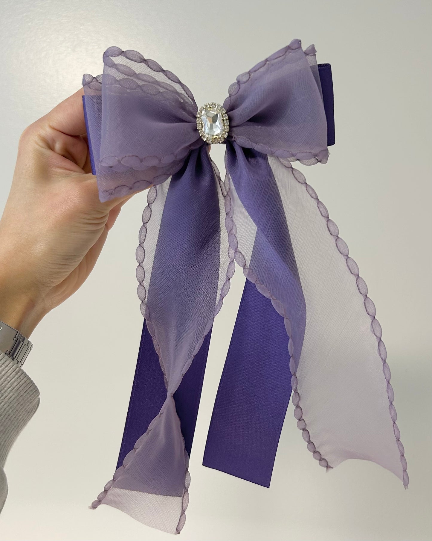 Borahae Inspired Layered Ribbon Bow