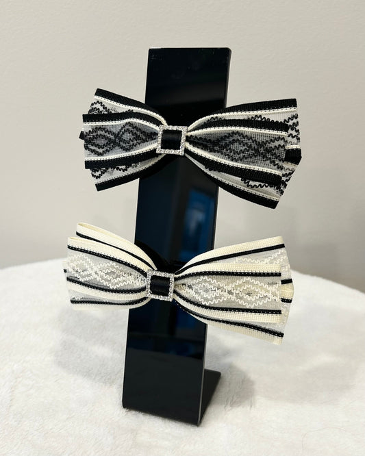 Vintage Lace Bow Barrette (8cm)