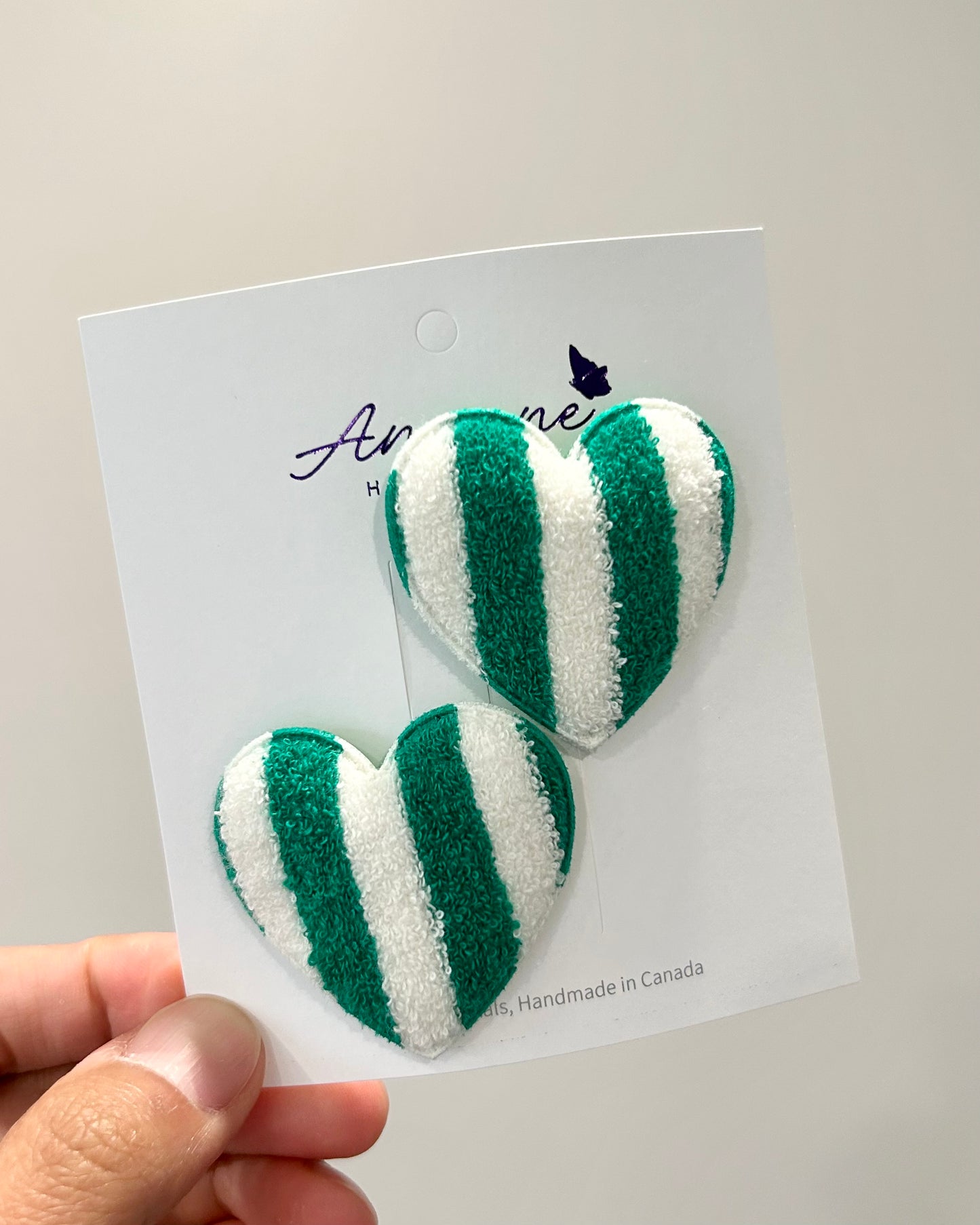 Candy Stripe Heart Terry Cloth Snap Clip (2pcs)(Mix & Match)