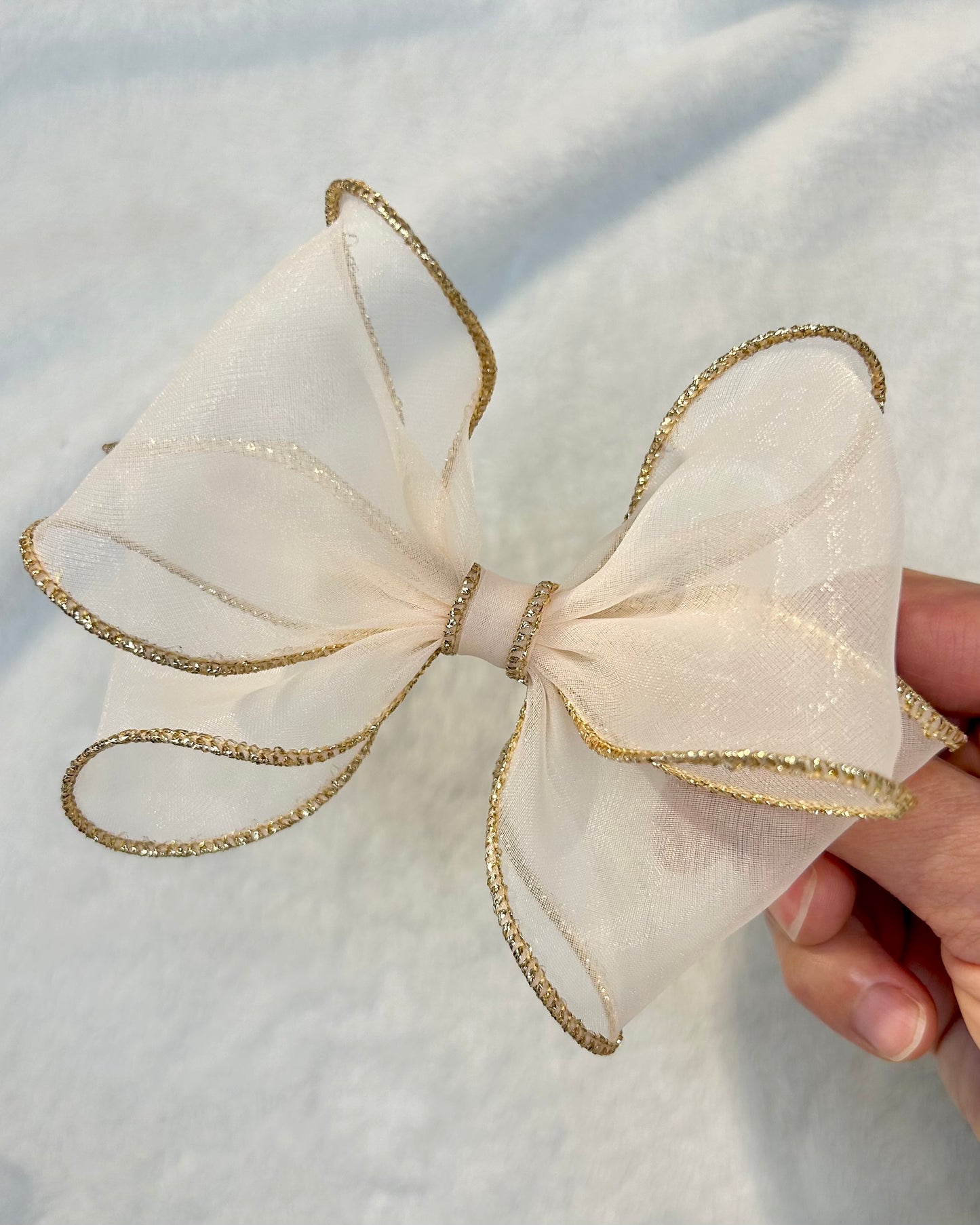 Metallic Edge Organza Bow Clip