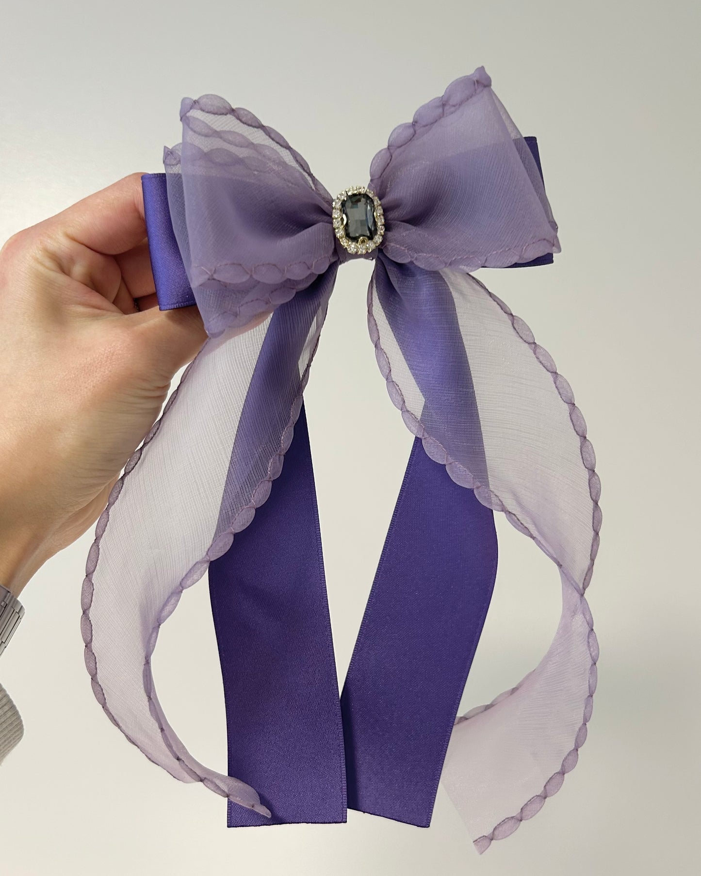 Borahae Inspired Layered Ribbon Bow