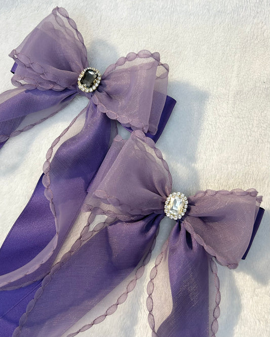 Borahae Inspired Layered Ribbon Bow