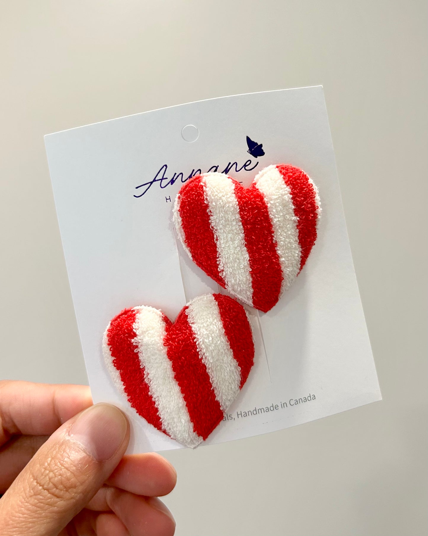 Candy Stripe Heart Terry Cloth Snap Clip (2pcs)(Mix & Match)