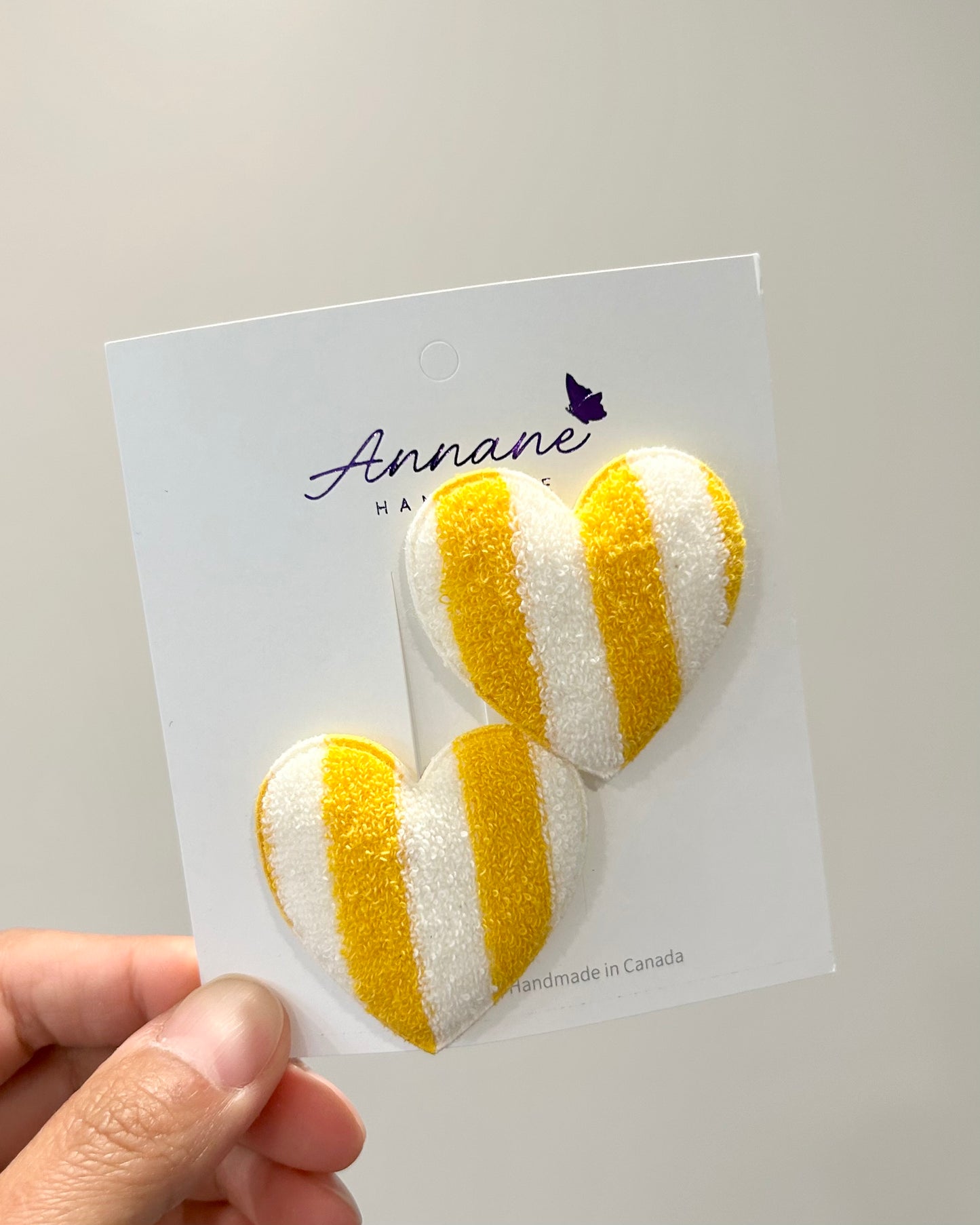 Candy Stripe Heart Terry Cloth Snap Clip (2pcs)(Mix & Match)