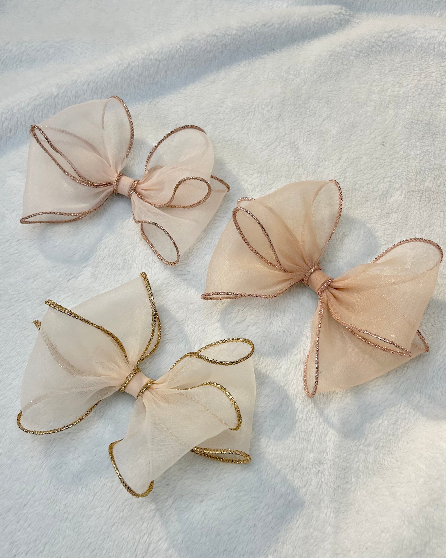 Metallic Edge Organza Bow Clip