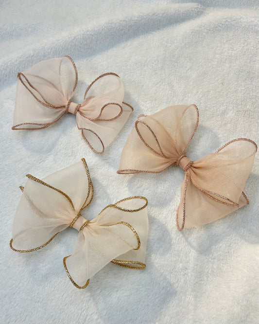 Metallic Edge Organza Bow Clip