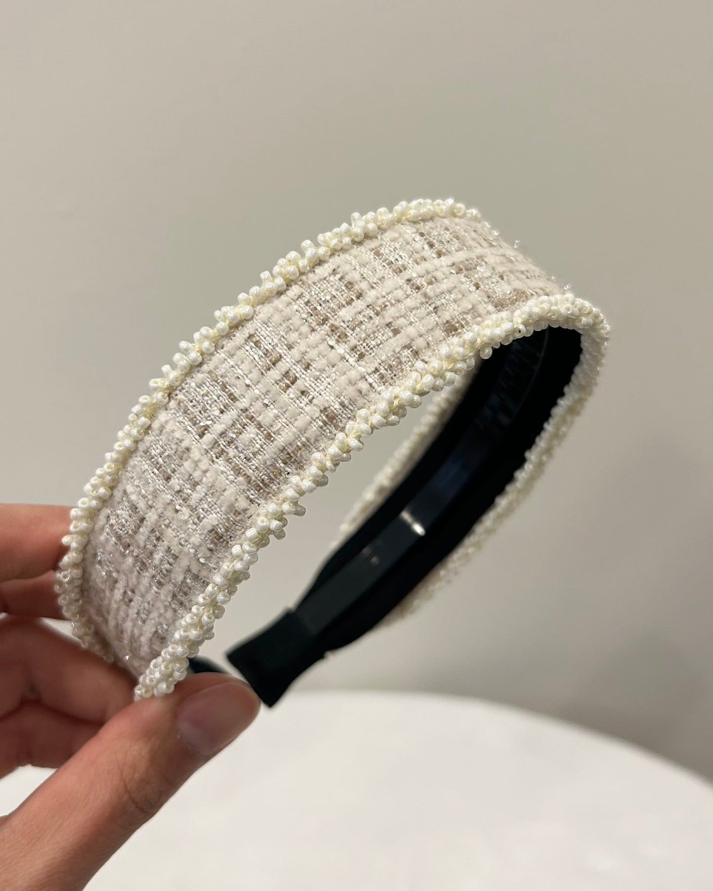 Classic Tweed Pearl Headband