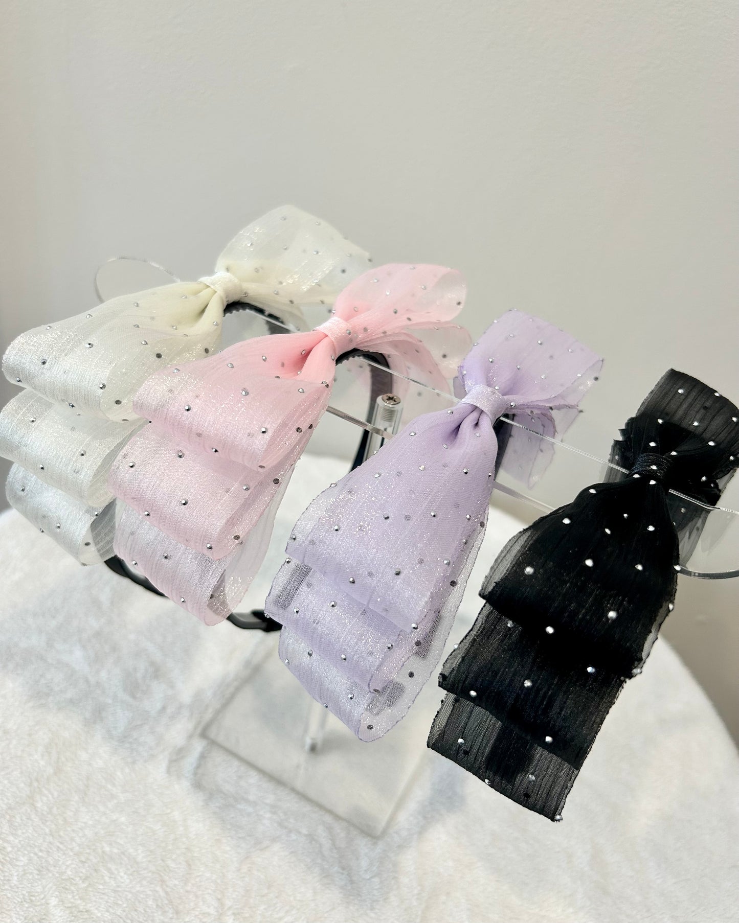 Sheer Crystal Bow Headband