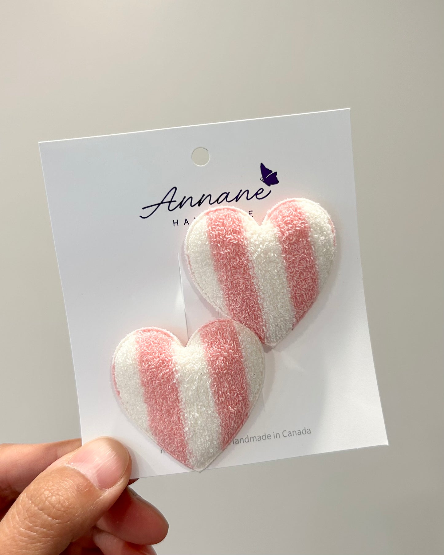 Candy Stripe Heart Terry Cloth Snap Clip (2pcs)(Mix & Match)