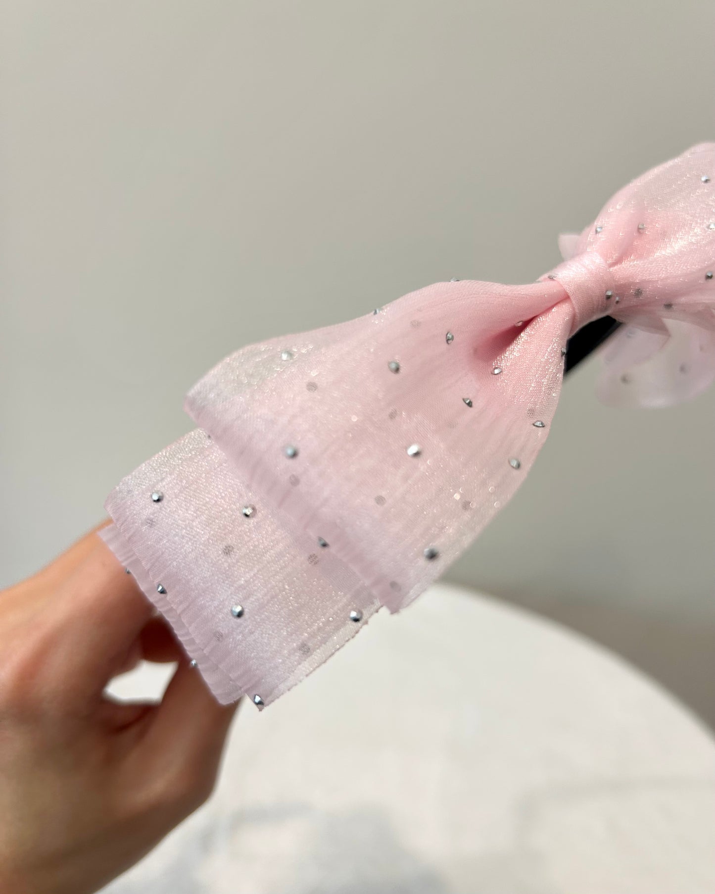 Sheer Crystal Bow Headband