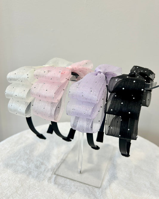 Sheer Crystal Bow Headband
