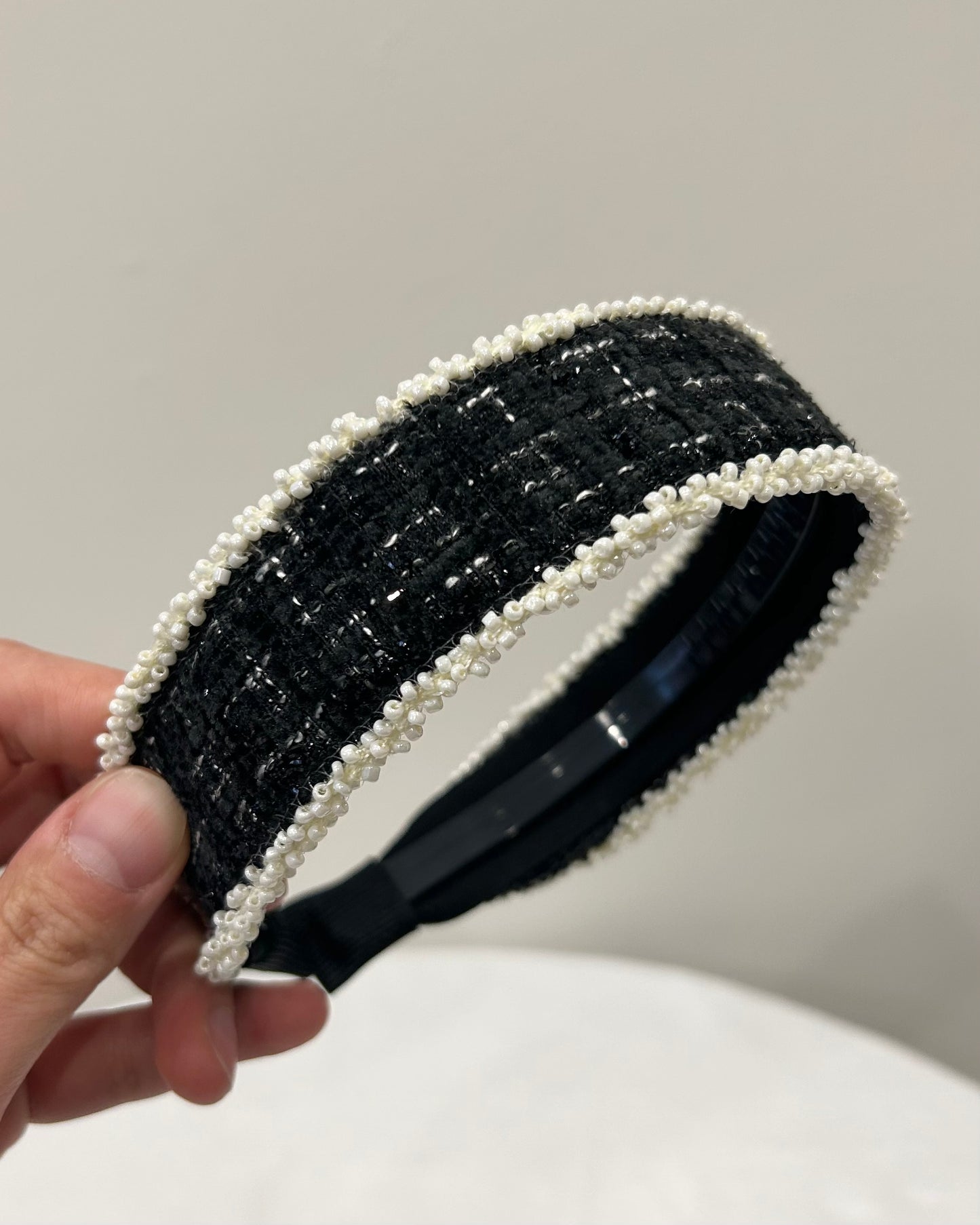 Classic Tweed Pearl Headband