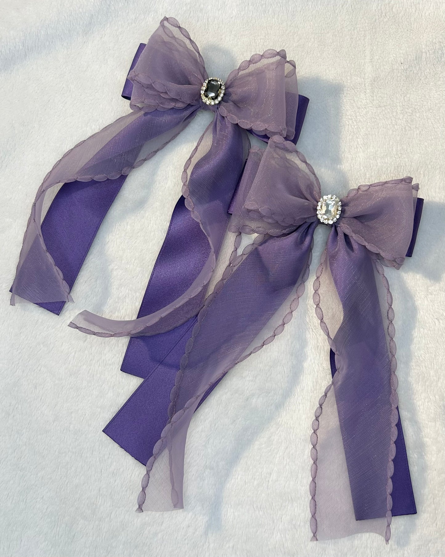 Borahae Inspired Layered Ribbon Bow