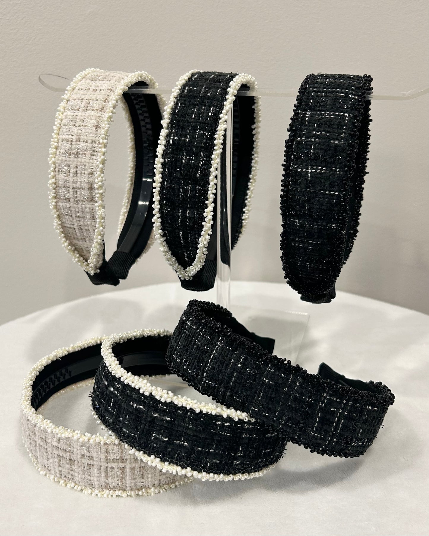 Classic Tweed Pearl Headband