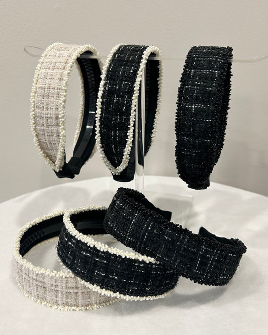 Classic Tweed Pearl Headband
