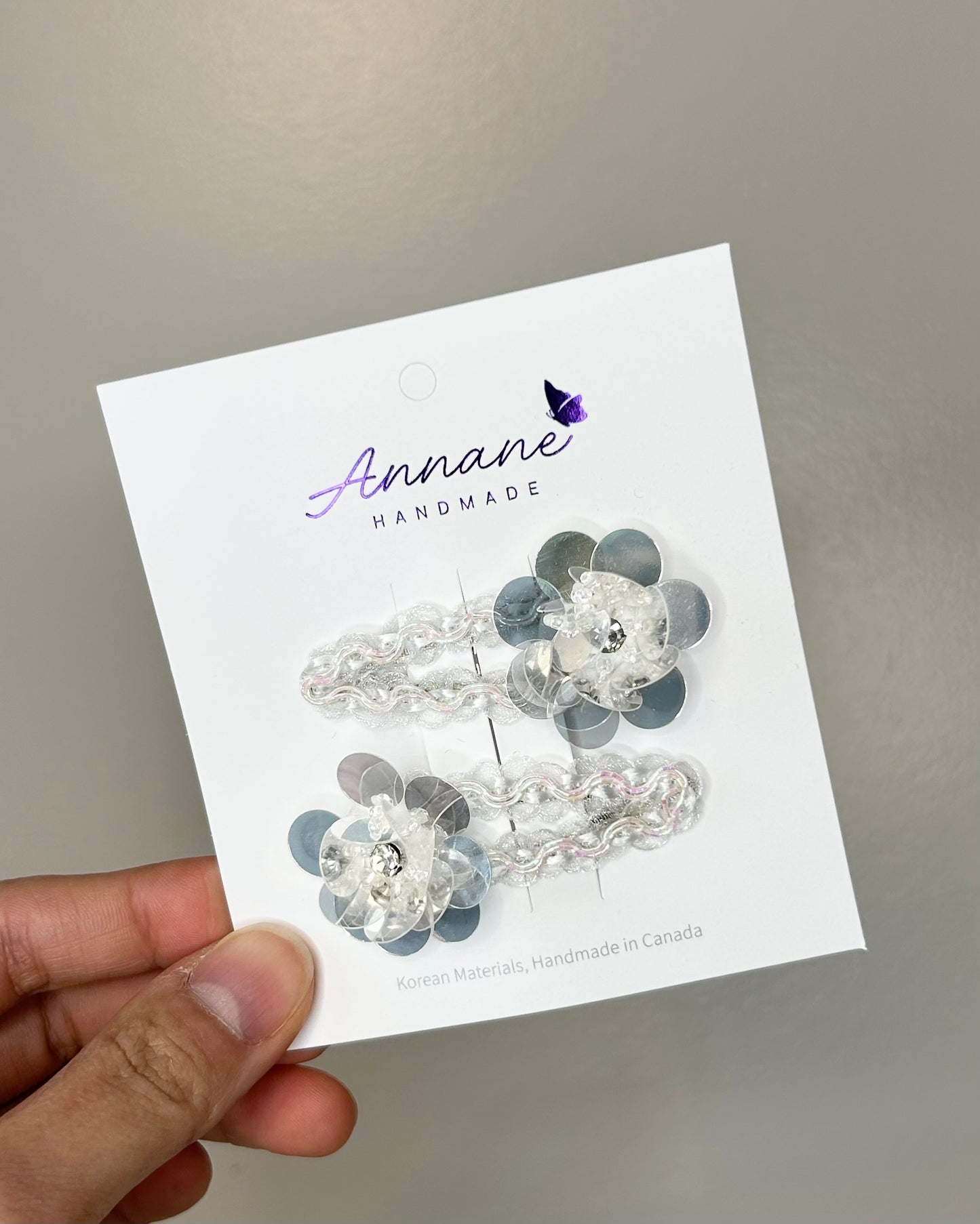 Floral Sequin Snap Clip Set (2 pcs)