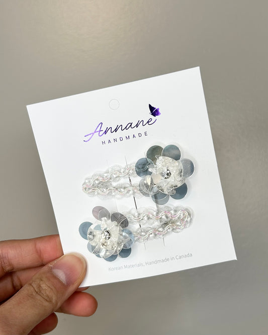 Floral Sequin Snap Clip Set (2 pcs)