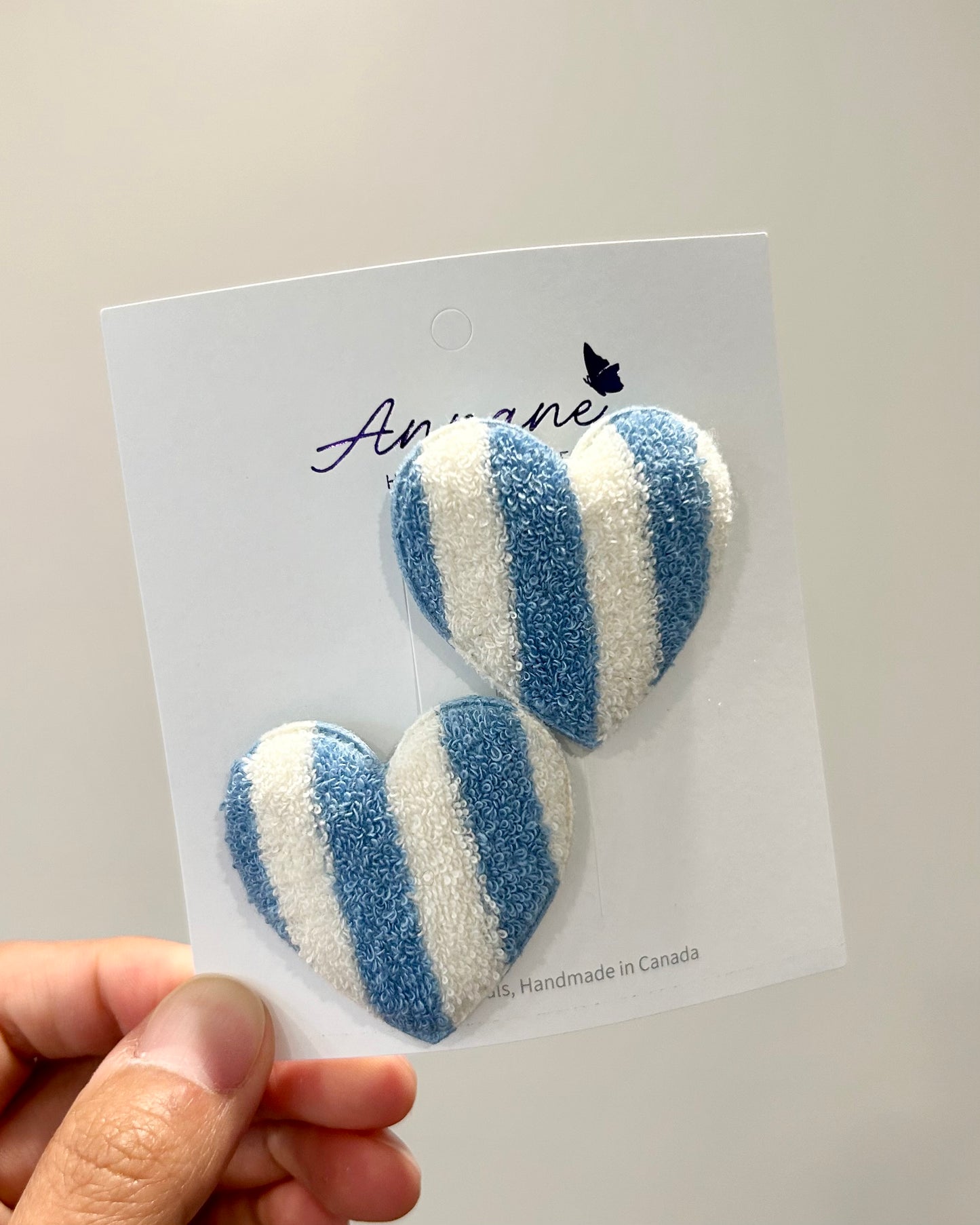 Candy Stripe Heart Terry Cloth Snap Clip (2pcs)(Mix & Match)