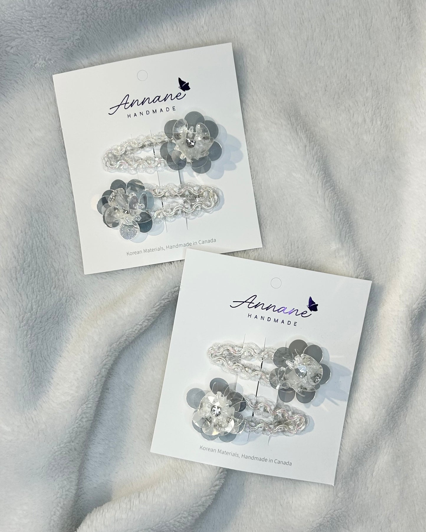 Floral Sequin Snap Clip Set (2 pcs)