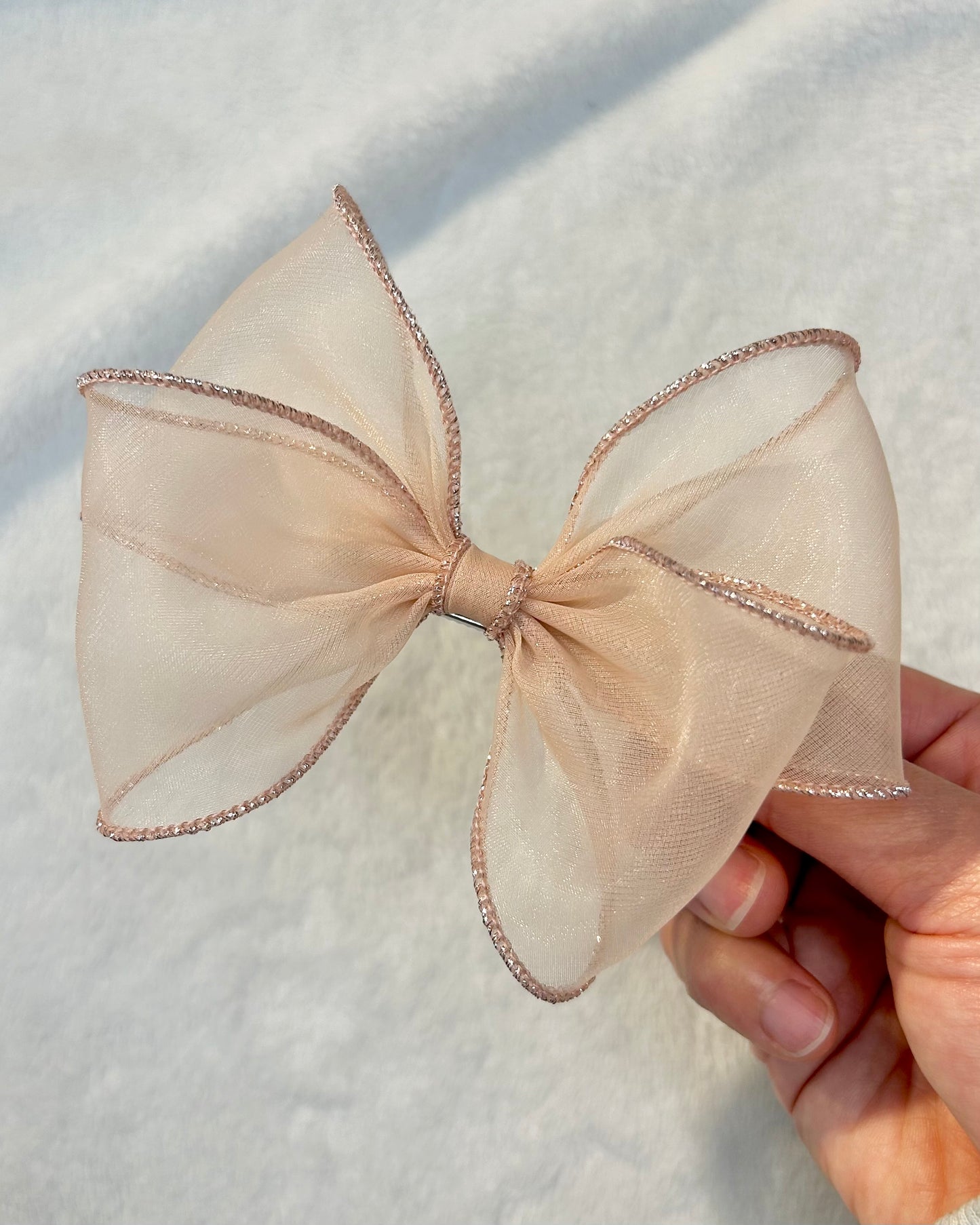 Metallic Edge Organza Bow Clip