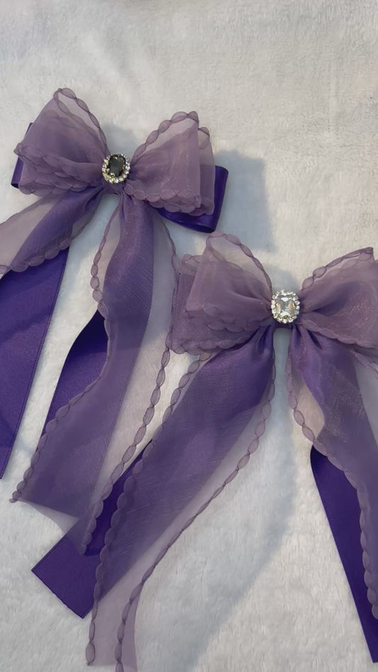 Borahae Inspired Layered Ribbon Bow